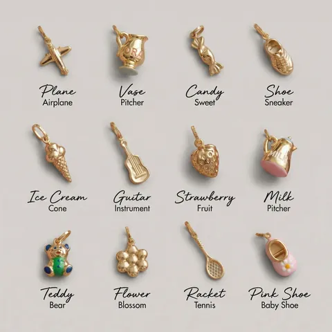 Ανοξείδωτο Ατσάλι 18K Επιχρυσωμένο DIY Charm Μενταγιόν Αρκούδα Φράουλα Αεροπλάνο Κιθάρα Κολιέ Αλυσίδα Συνδετήρας Κοσμήματα