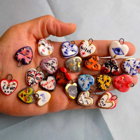 316 Stainless Steel Heart Pendant Necklace Artistic Face Enamel Look Printed Personalized Heart Charm For Women Fashion Jewelry Accessory