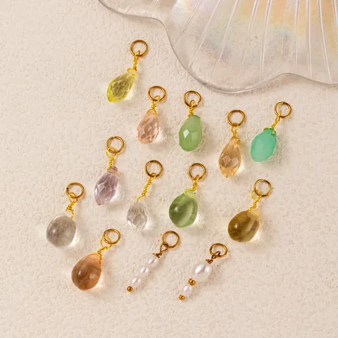 Ανοξείδωτο Ατσάλι 18K Επιχρυσωμένο DIY Κοσμήματα Charms Τεχνητό Μαργαριτάρι Στρας Μενταγιόν Κολιέ Αλυσίδα Figaro Αξεσουάρ για Γυναίκες