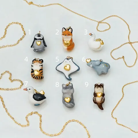 Stainless Steel Cute Animal Pendant Necklace Healing Style Cartoon Penguin Fox Elephant Heart Charm Jewelry Accessory For Women Men