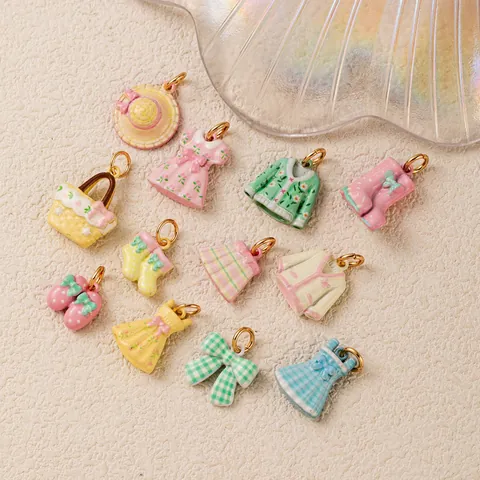 Fashion Copper Enamel Dress Shoe Bag Hat DIY Charm Pendant Gold Silver Stainless Steel Chain Necklace Jewelry Findings For Women