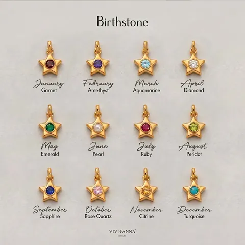 Stainless Steel Birthstone Star Pendant Necklace Rhinestone Inlaid Five-Pointed Star DIY Jewelry Accessory For Women Birthday Gift