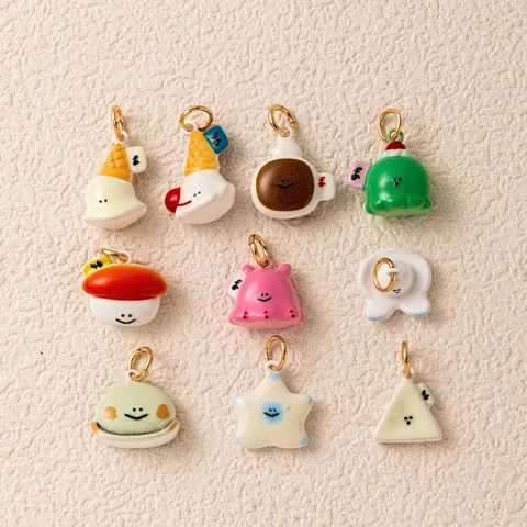 Süße Cartoon Essen Kupfer Anhänger Halskette Emaille Brötchen Pilz Pudding Sandwich Anhänger DIY Schmuck Für Damen Mädchen Geschenk