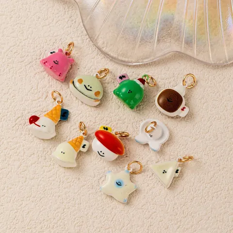 Süße Cartoon Essen Kupfer Anhänger Halskette Emaille Brötchen Pilz Pudding Sandwich Anhänger DIY Schmuck Für Damen Mädchen Geschenk