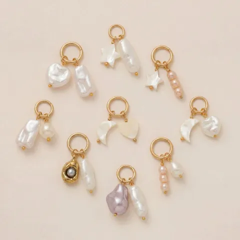 Stainless Steel Pendants With Artificial Pearl And Shell Heart Moon Star Rhinestone DIY Jewelry Making Accessories For Women