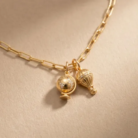 Série Voyage Pendentifs en Acier Inoxydable Or Globe Boussole Avion Montgolfière Télescope Strass Collier pour Femmes Hommes Bijoux Cadeau