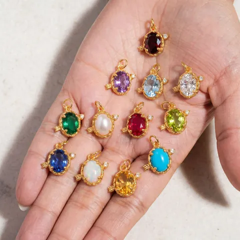 Ciondolo con Pietra Portafortuna in Zirconia in Acciaio Inossidabile Collana DIY di Moda Nordica per Donna Placcato Oro Argento Protezione del Colore