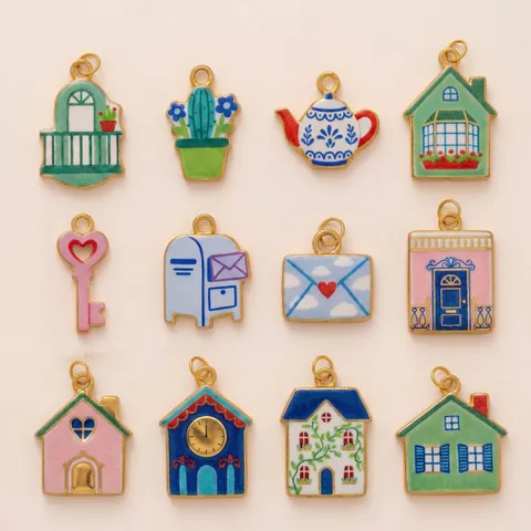 Pastoral Enamel Stainless Steel Cactus House Pendant Necklace For Women Fresh Floral DIY Jewelry Accessories Gift