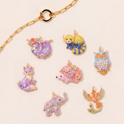Stainless Steel Animal Pendant Necklace For Women 18K Gold Plated Enamel Sloth Owl Raccoon Hedgehog Fox Jewelry Gift