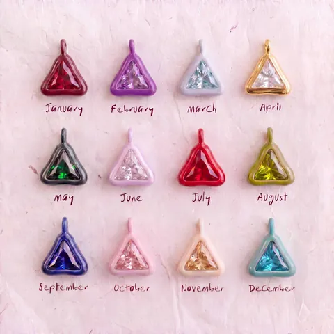 Collar de Colgante de Triángulo de Acero Inoxidable con Piedra de Nacimiento para Mujer Chapado en Oro de 18K Diamantes de Imitación Accesorios de Joyería DIY Regalo de Cumpleaños de Enero a Diciembre