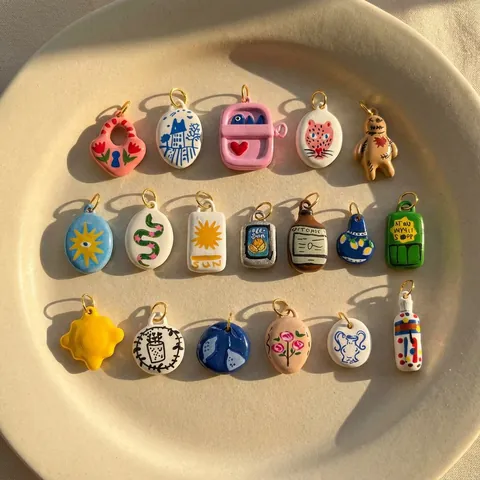 Colgantes de Esmalte y Acero Inoxidable Vintage Accesorios de Joyería DIY para Mujeres Tarro de Mermelada de Fresa Dibujos Animados Dijes Oro 18K