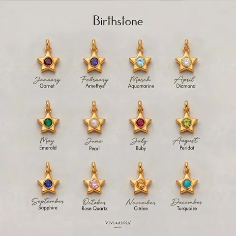 Stainless Steel Birthstone Star Pendant Necklace Rhinestone Inlaid Five-Pointed Star DIY Jewelry Accessory For Women Birthday Gift