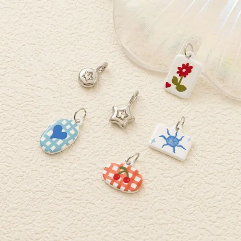 Ins Stil Edelstahl Anhänger Halskette Frisch Süß Frucht Blume Schleife DIY Schmuck Zubehör Für Damen Geschenk