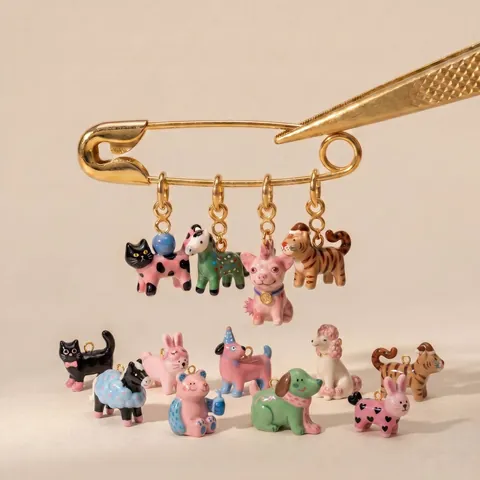 Cartoon Animal Pendant Necklace Stainless Steel Cute Pig Cat Tiger Rabbit Puppy Bear Charms Jewelry For Women Girls