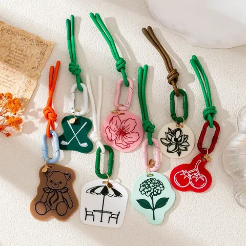 Creative Printed Acrylic Bag Charm Keychain Flower Bear Golf Design Personalised Decorative Accessory For Handbag Backpack Gift