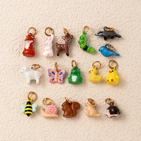 18K Gold Plated Copper Animal Kingdom Pendants Rabbit Deer Squirrel Duck Small DIY Charms For Jewelry Making Necklaces Bracelets Cute Cartoon Animals Pendant Women Girls Accessories