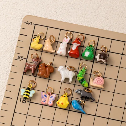 18K Gold Plated Copper Animal Kingdom Pendants Rabbit Deer Squirrel Duck Small DIY Charms For Jewelry Making Necklaces Bracelets Cute Cartoon Animals Pendant Women Girls Accessories