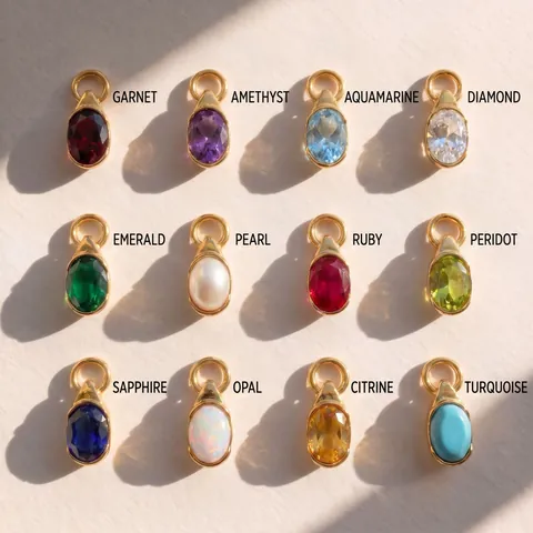 Roestvrijstalen 12 Maanden Geboortesteen Hanger Ketting Waterdruppel Agaat Zirconia Kunstmatige Parel Vergulde Sieraden Voor Vrouwen Verjaardagscadeau