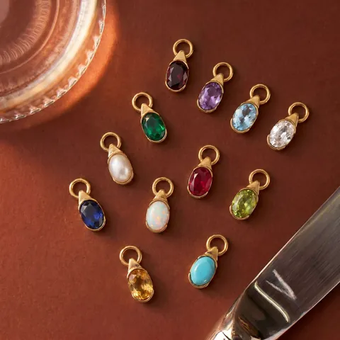 Roestvrijstalen 12 Maanden Geboortesteen Hanger Ketting Waterdruppel Agaat Zirconia Kunstmatige Parel Vergulde Sieraden Voor Vrouwen Verjaardagscadeau