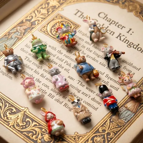 Fairy Tale Anthropomorphic Animal Copper Pendant Gold Silver Plated Knight Bear Frog Rabbit Pig Mouse Fashion Whimsical Jewelry Accessary