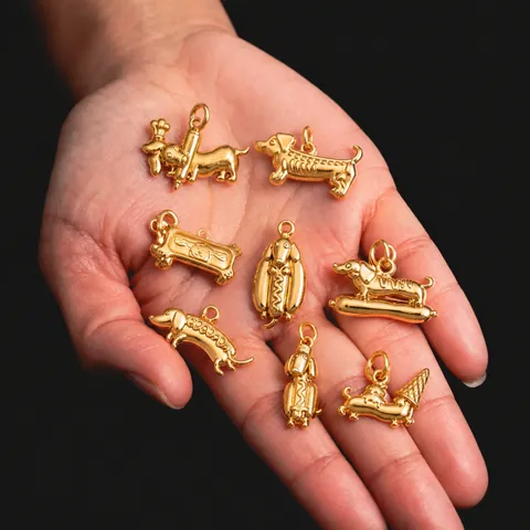 Colgante de Perro Teckel 3D Vintage de Acero Inoxidable 316 Amuletos para Collar Pulsera DIY para Fabricación de Joyas