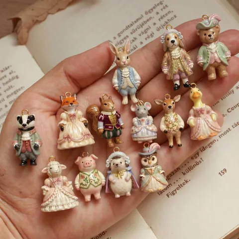Vintage Victorian Animal Pendants Copper DIY Jewelry Accessories Cartoon Rabbit Squirrel Owl Fox Charms Gold Silver Color Pendants For Necklace Making
