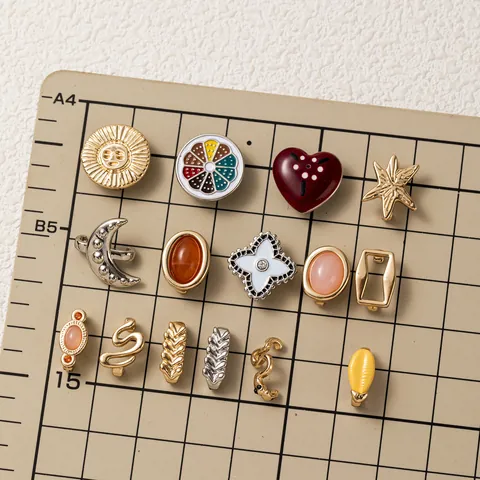 DIY Shoe Charms Copper Rhinestone Pendant For Clogs Sandals Decoration Colorful Painted Heart Moon Star Shape Accessories