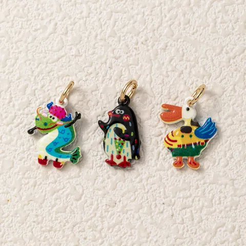 Κινουμένων Σχεδίων Σμάλτο Ζώα Charms DIY Κοσμήματα Αξεσουάρ Χαλκός Επίχρυσος Πάπια Πιγκουίνος Δράκος Μενταγιόν Κολιέ Βραχιόλι Αλυσίδα για Γυναίκες