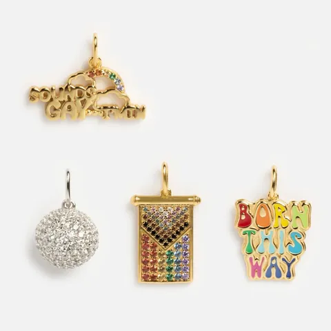 Y2K Stainless Steel Rainbow Zirconia Letter Pendant Necklace For Women Men Vacuum Gold Plated Pride Jewelry BORN THIS WAY SOUNDS GAY I'M IN