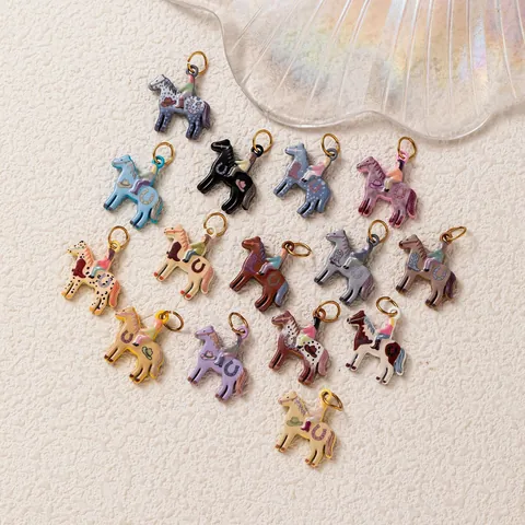 Stainless Steel Horse Cat Strawberry Star Pendant For DIY Jewelry Making 18K Gold Plated Animal Charm Pendant Chain Necklace Accessories