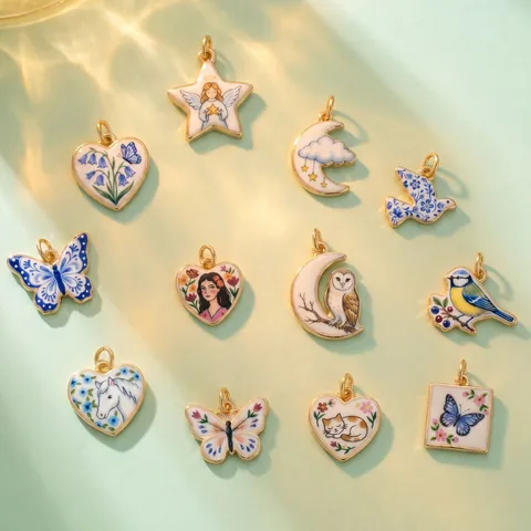 Stainless Steel Fairy Tale Animal DIY Pendant Necklace Accessories Painted Heart Moon Butterfly Star Charm For Jewelry Making