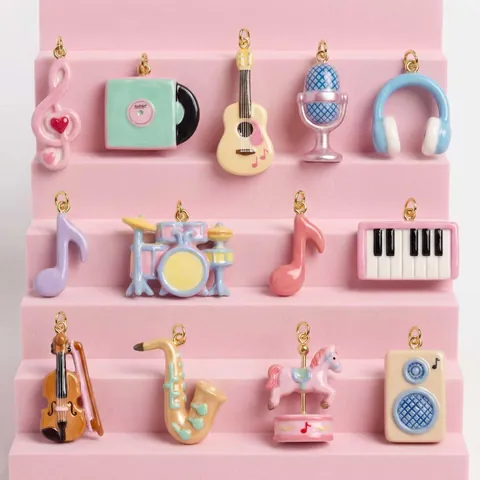 18K Gold Plated Copper Musical Note Instrument Charms Colorful Enamel Music Pendant For DIY Jewelry Making Necklaces Bracelets Accessories