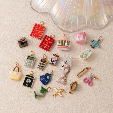 Cartoon Carousel Hot Air Balloon Camera Pendants Copper Drip Oil Charms For DIY Jewelry Making Necklaces Bracelets Accessories