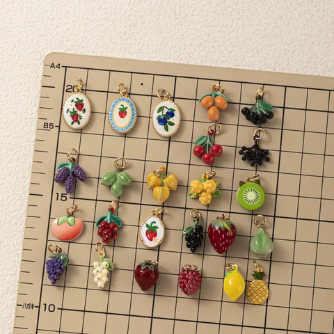 DIY Fruit Charms Sieraden Maken Koper Verguld Emaille Aardbei Druif Ananas Citroen Perzik Kers Hangers Sieraden Accessoires