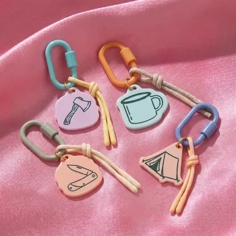 Llavero de Acrílico Estilo Camping Con Mosquetón Cordón Trenzado Ins Simple Colgante de Exterior Para Mochila Llaves Regalo