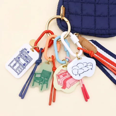 Modern Furniture Line Art Acrylic Keychain Creative Minimalist Home Decor Bag Pendant Colorful Carabiner Contrast Rope Accessories