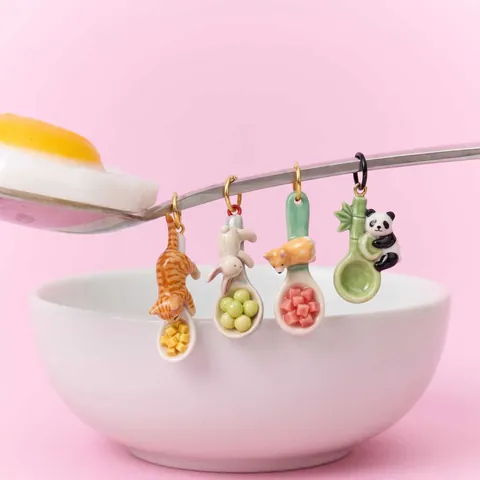 Stainless Steel Mini Spoon Pendant Necklace Cute Animal Fruit Designs 3D Cartoon Pet Accessory For Women Girl Jewelry Gift