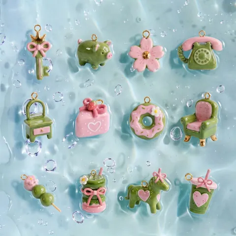 Pendentifs en Émail 3D en Acier Inoxydable Macaron Rose Vert Animaux Meubles Formes pour Bijoux DIY Bracelet Collier Accessoires