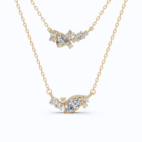 Leichter Luxus Edelstahl Strass Lächeln Halskette Für Damen Vergoldet Marquise Dreieck Wassertropfen Quaste Anhänger Schmuck