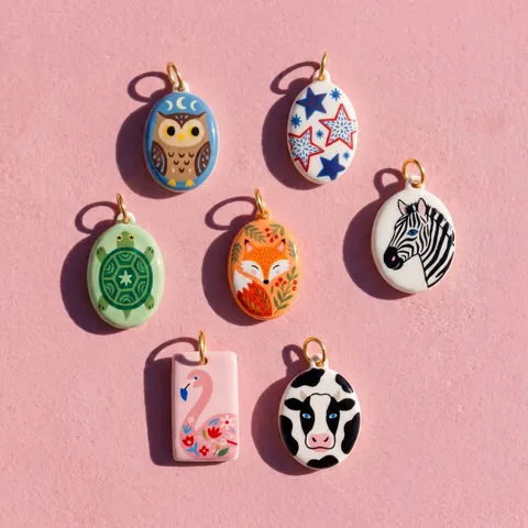 Cartoon Animal Enamel Stainless Steel Pendant Necklace Owl Fox Zebra Pattern Oval Charm Fashion Jewelry For Women Kids