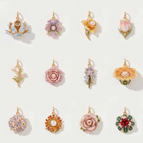 Vintage Copper 3D Floral Pendant Necklace With Artificial Pearl Rhinestone Enamel Drip Oil KC Gold Jewelry Charm For Women