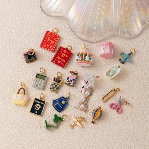 Cartoon Carousel Hot Air Balloon Camera Pendants Copper Drip Oil Charms For DIY Jewelry Making Necklaces Bracelets Accessories