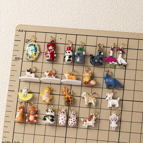 Cute Cartoon Animal Pendant Copper Enamel Drip Oil Charms Panda Dog Cat For Women DIY Necklace Accessories Jewelry Making Gift