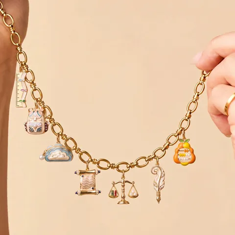 Vintage Copper Stationery Pendants Enamel Artificial Pearl Ruler Book Shape DIY Necklace Bracelet Accessory Preppy Jewelry For Women