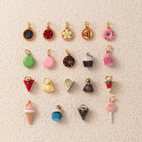 Copper Drip Oil Enamel Dessert Pendants Cute Cupcake Donut Ice Cream Lollipop DIY Jewelry Making Charms Accessories For Women Gift