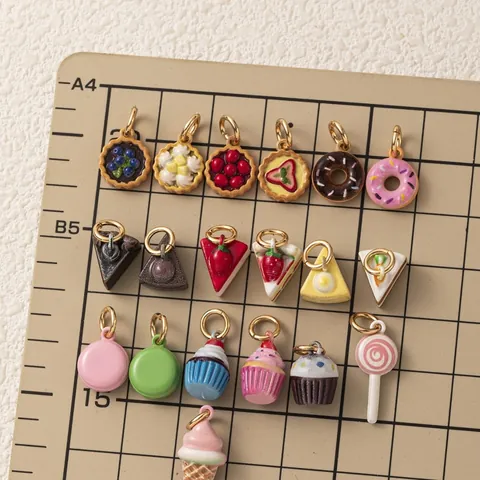 Copper Drip Oil Enamel Dessert Pendants Cute Cupcake Donut Ice Cream Lollipop DIY Jewelry Making Charms Accessories For Women Gift