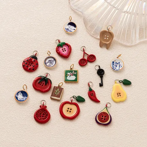 Roestvrij Staal Fruit Groenten Emaille Knoop Hanger Verguld DIY Sieraden Accessoires Ketting Armband Maken Hanger Vrouwen
