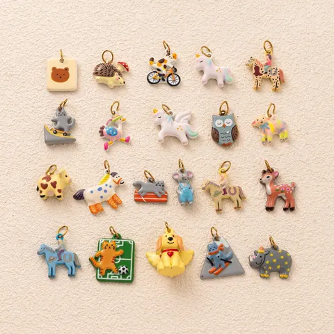 Stainless Steel Cartoon Animal Enamel Pendants For Jewelry Making DIY Cute Cat Owl Horse Dog Elephant Butterfly Accessory Necklace Charm