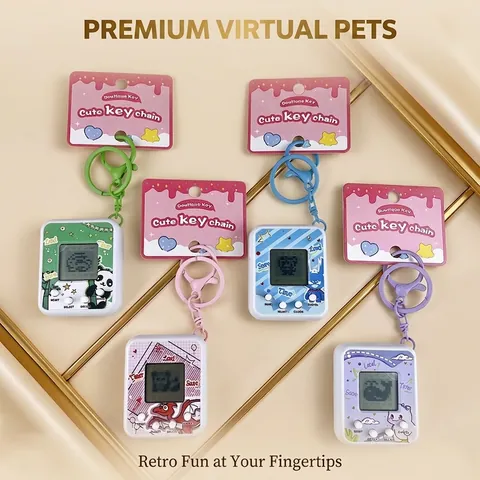 Retro Electronic Pet Machine Keychain ABS Zinc Alloy Virtual Game Console Handheld Game Pendant Backpack Charm Gift For Kids