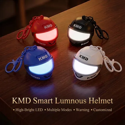 Mini Portachiavi Casco da Moto LED Luminoso Luce Notturna Ciondolo per Borsa Lega di Zinco ABS Regalo Creativo per Zaino Decorazione